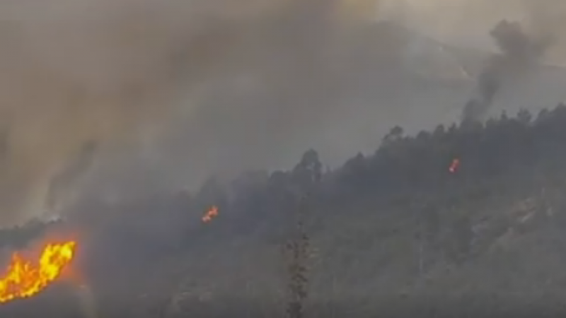 Início de incêndio em Arbo, na Galiza. 