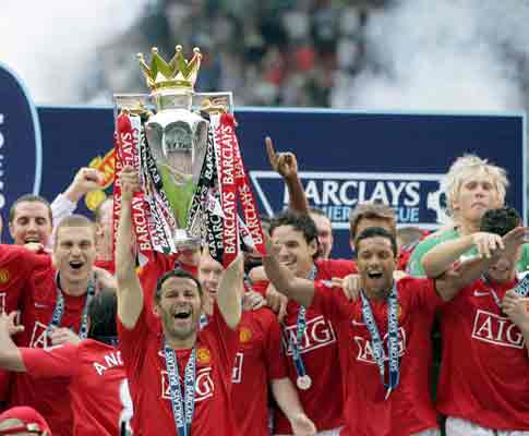 Manchester United festeja o título (foto EPA/Rich Eaton)