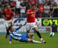 Cristiano Ronaldo vs. Wigan (foto EPA/Rich Eaton)