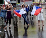 Adeptas checas festejam em Viena apesar da chuva