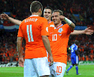 Robben marcou o terceiro da vitória da Holanda sobre a França