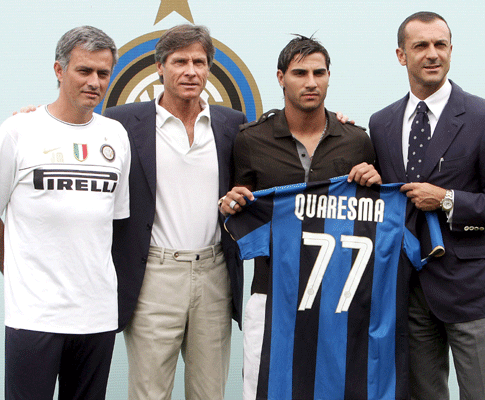 Quaresma apadrinhado no Inter pelo treinador Mourinho e pelos dirigentes Gabriele Oriali e Marco Branca.