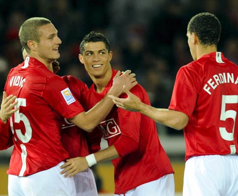 Cristiano Ronaldo, Vidic e Ferdinand
