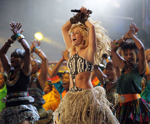 Shakira na abertura do Mundial de Futebol na África do Sul (foto Lusa)