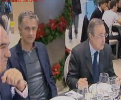 Mourinho ao lado de Florentino Perez ao almoço