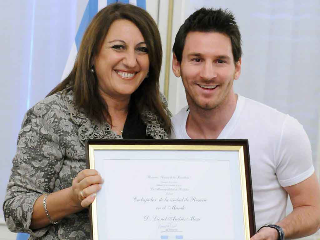 Messi com a presidente da camara de Rosário
