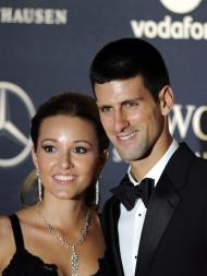 Novak Djokovic e Jelena Ristic (EPA/Facundo Arrizabalaga)