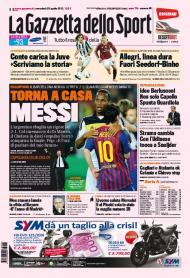 «Gazzetta dello Sport»: «Messi volta a casa» com catenaccio de Di Matteo