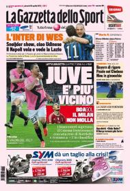 «La Gazzetta dello Sport»: o Inter de Sneijder, mais Mou de joelhos