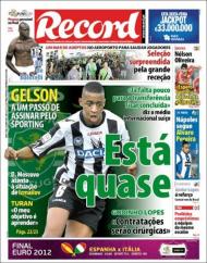 «Record»: Gelson quase certo no Sporting