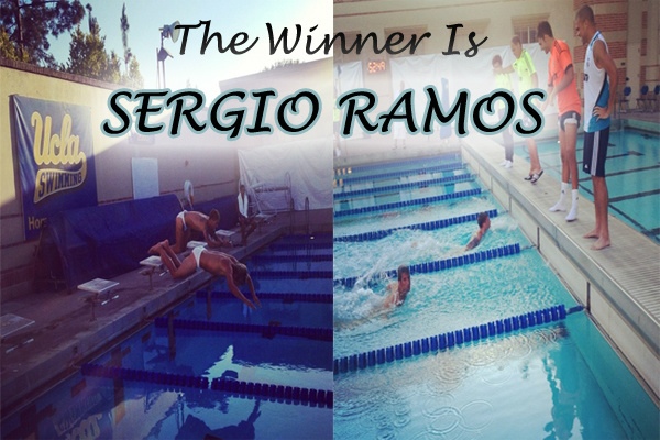 Desafio de natação entre Fábio Coentrão e Sérgio Ramos Foto: Twitter
