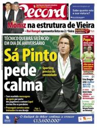 Record: Sá Pinto pede calma