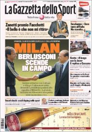 Gazzetta dello Sport: Milan, Berlusconi em campo