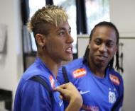 Neymar no regresso do Santos ao trabalho