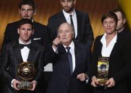 Lionel Messi, Sepp Blatter e Abby Wambach - FIFA Bola de Ouro 2012 Foto: Reuters