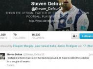 Defour revela lesão no Twitter