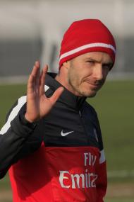 Primeiro treino de David Beckham no PSG Foto: Reuters