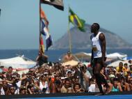 Usain Usain Bolt ganhou no Rio, mas falhou recorde dos 150 metros