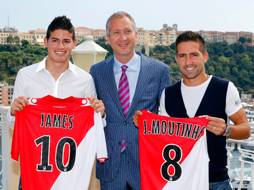 James, Moutinho e Falcao apresentados no Mónaco (EPA)
