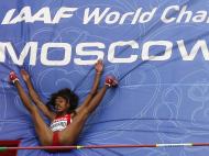 Erica Bougard dos EUA compete no salto alto , feminino, durante o Campeonato Mundial de Atletismo da IAAF, no estádio Luzhniki, em Moscou (Reuters)