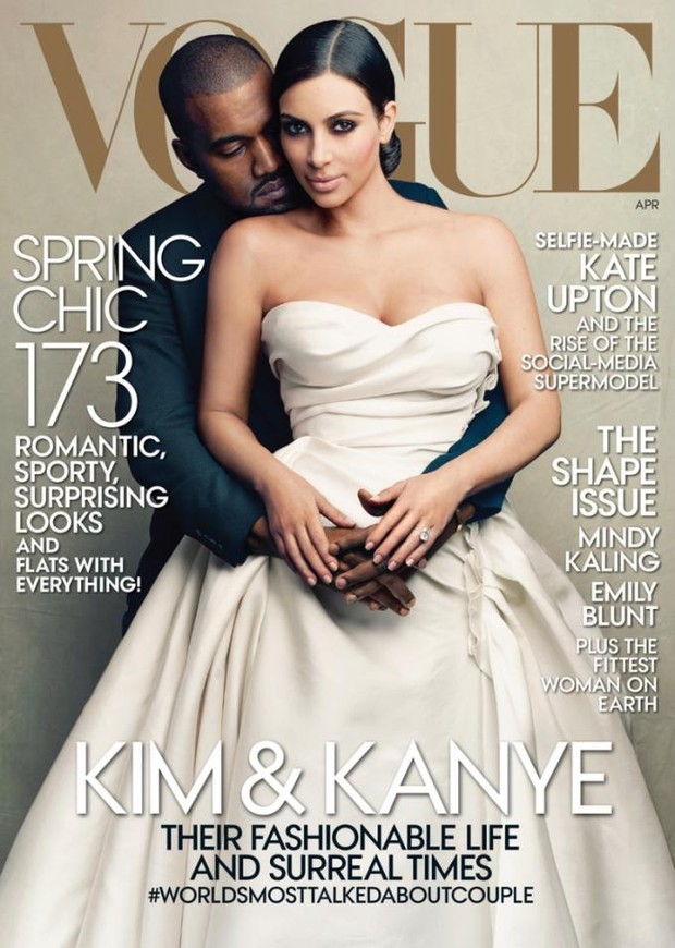 Kanye West e Kim Kardashian na capa da Vogue Foto: DR
