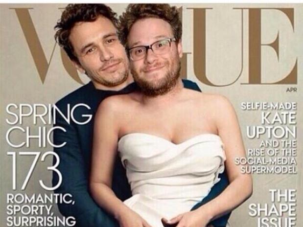 Seth Rogen e James Franco satirizam a capa da «Vogue»