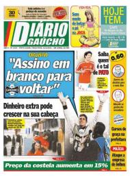 Capa do Diário Gaúcho com entrevista de Danrlei