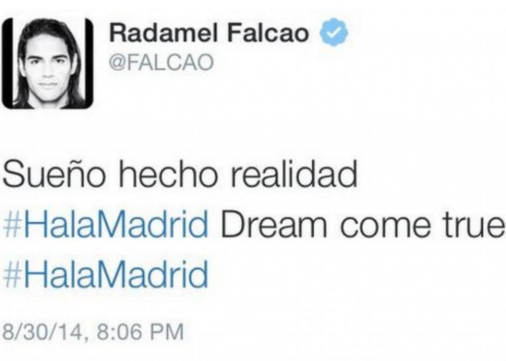 Tweet de Falcao