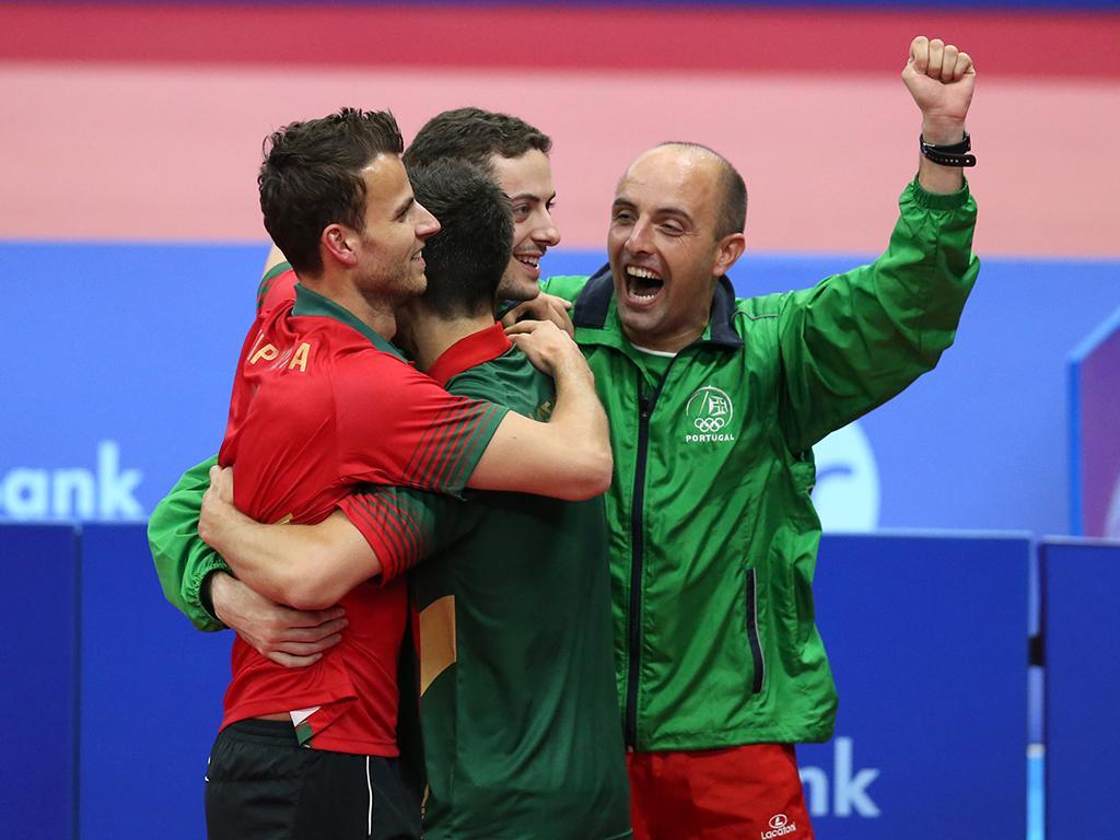 Seleção Portuguesa de Ténis de Mesa vence na final de Baku2015 (Lusa)
