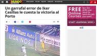 Erro de Casillas visto em Espanha