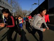 O treino do boxe feminino na China (EPA)