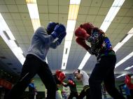 O treino do boxe feminino na China (EPA)