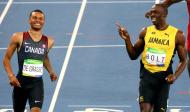 Bolt e De Grasse riem-se durante os 200 m