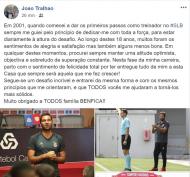 João Tralhão despede-se do Benfica (Foto: Facebook)