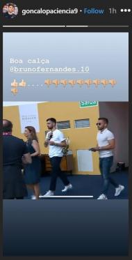 Gonçalo Paciência «goza» com Bruno Fernandes (Instagram)