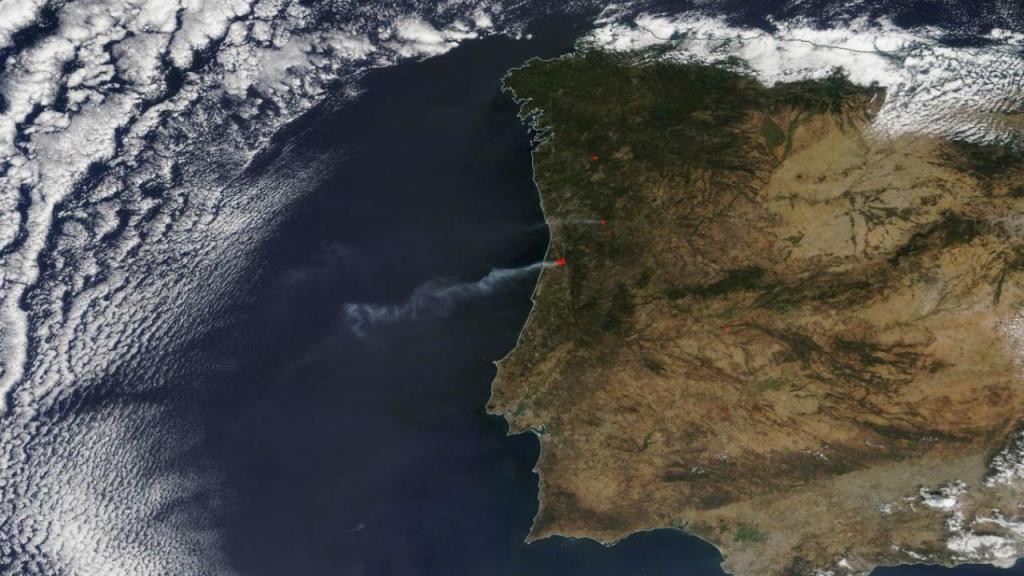 NASA capta incêndios em Aveiro