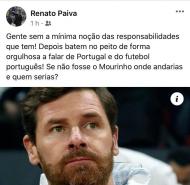 Renato Paiva critica Villas-Boas (facebook)