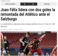 A exibição com bis de Félix no At. Madrid-Salzburgo vista pela imprensa espanhola