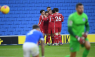 Brighton-Liverpool: os festejos do golo de Diogo Jota (Mike Hewitt/AP)
