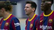Messi inaugura o marcador para o Barça com gesto... pouco habitual