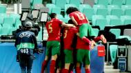 Euro sub-21: Portugal festeja golo ante a Itália (Sandi Fiser/EPA)

