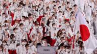 Comitiva do Japão na cerimónia de abertura de Tóquio 2020 (Yonhap)