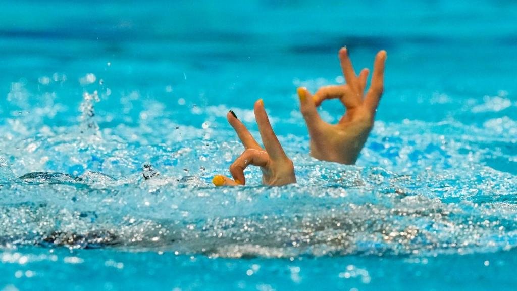 O pormenor das australianas Emily Rogers e Amie Thompson, na ronda preliminar da natação sincronizada (AP)