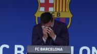 Messi em lágrimas na hora de despedida do Barcelona