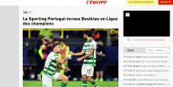 Sporting-Besiktas, 4-0: «Sporting derrota o Besiktas na Liga dos Campeões» [L'Équipe]