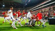 Sérvia festeja golo da vitória contra Portugal (LUSA)