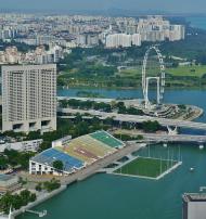 The Float @ Marina Bay (Singapura): o maior recinto flutuante do mundo, com uma bancada com uma capacidade para 27 mil espectadores