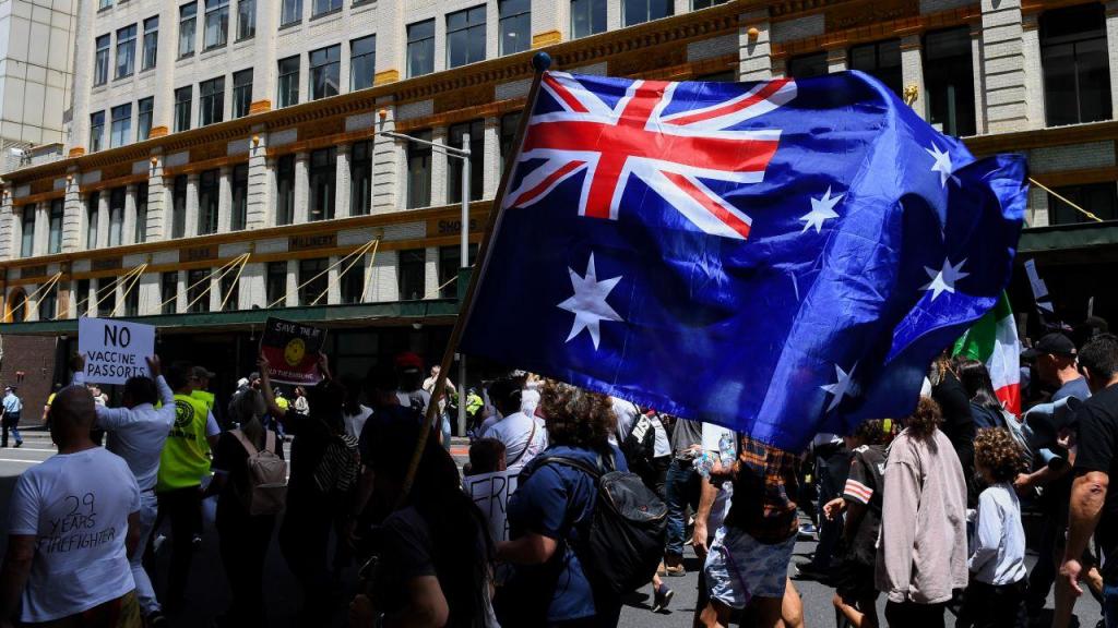 Protestos Anti-Covid na Austrália (EPA / Bianca de Marchi)