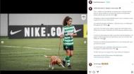 Jogadoras do Vilaverdense-Sporting entraram em campo com cães