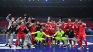 Geórgia festeja apuramento para os quartos de final do Europeu de futsal (Twitter/UEFA Futsal)